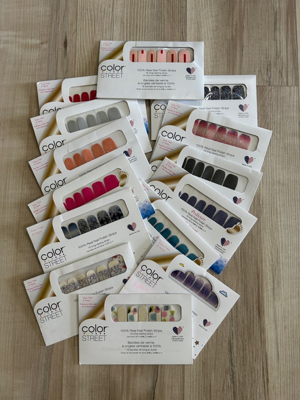 Color Street Nail Strips in Pink, Coral, Teal, Black, Silver & Glitter Mix